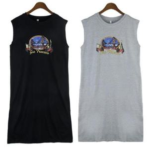 [강물처럼]빅사이즈사랑해요 7171L008 캐주얼 나염 롱 원피스 DK