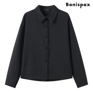 [보니스팍스]베이직 심플 카라 시스루 긴팔 셔츠 (XQ1BA015L0)