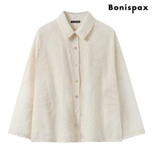 [보니스팍스]빅 플라워 자수 긴팔 셔츠 (XQ1BA016L0)