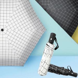 체크 자동 암막 자외선차단 양우산 3단 양산 우산