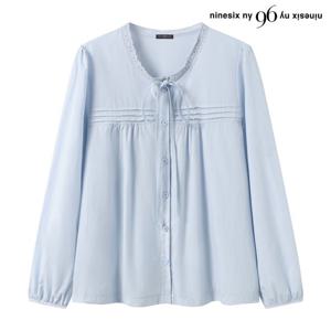 [나인식스뉴욕]러블리 자수 셔링 긴팔 블라우스 (NQ1BA020L0)