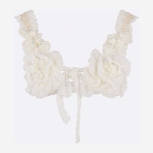 꼼데가르송 플로럴 아플리케 크로셰 크롭 탑 TQN008S26 2OFFWHI