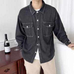 [다잇템]남성 워싱 빅사이즈 그런지 주머니 진 셔츠 (42225484A)
