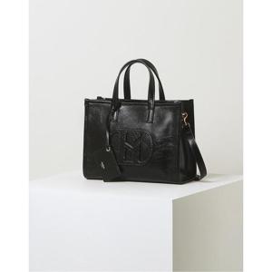 [헤지스ACC] H소가죽 패치 블랙 토트 겸 숄더백 M HIBA6F509BK