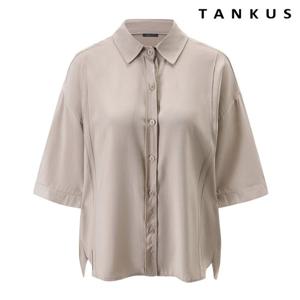 [탱커스]루즈핏 사이드 밑단 트임 카라 반팔 셔츠 (TY2BL002L0)