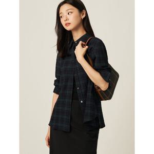 [빈폴레이디스] 타탄체크 세미오버핏 셔츠 - 네이비 (BF5964C09R)