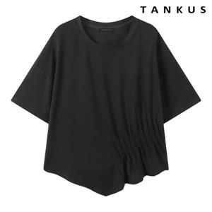 [탱커스]언발 사이드 셔링 루즈핏 반팔 티셔츠 (TY2TS003L0)