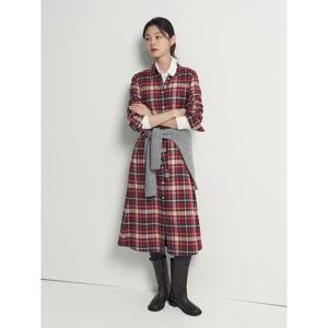 [빈폴레이디스] 기모 체크 셔츠 원피스 - 레드 (BF5971C026)