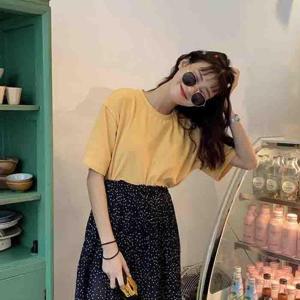 [리더스][리더스] 옐로우색상 오버핏 루즈핏 여성 여름 반팔티 (