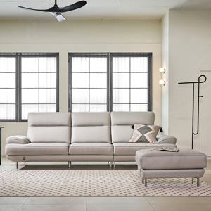 [다우닝] 카렌 3.5인 전체 천연가죽 소파+스툴