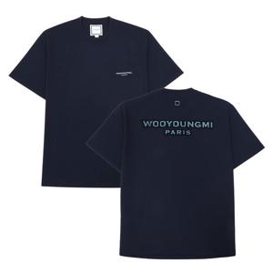 우영미 터프트 자수 백로고 남성 반팔티셔츠 W261TS09704N