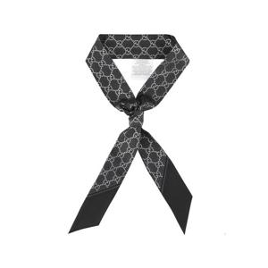 구찌 812250 3G001 1060 GG 프린트 실크 리본 블랙