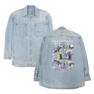 우영미 플라워 백로고 남성 데님 셔츠 W261SH26882L