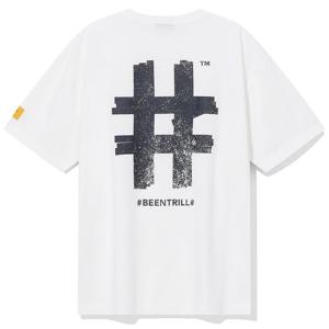 스탬프 해시태그 오버핏 반팔티(오프 화이트)_BA262TS005OF