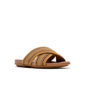 [FITFLOP][삼성물산공식] 여성 그라시에 스트라이프 웨빙 크로스 슬라이드 - 터메릭/클래식 탄 믹스 (FT64K2D28E)