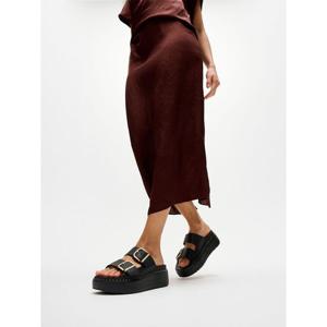 [FITFLOP][삼성물산공식] 여성 GENFF 맥스 버클 텀블드 레더 투 바 슬라이드 - 올 블랙 (FT64K2D155)