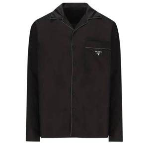 라프리마 프라다 로고 프린팅 실크 긴팔 셔츠 SC737 10HX F0002