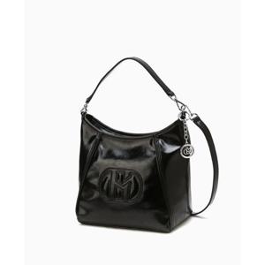 [헤지스ACC] 시그니처 H 패치 블랙 호보숄더백 S (롱스트랩SET) HIBA6F524BK