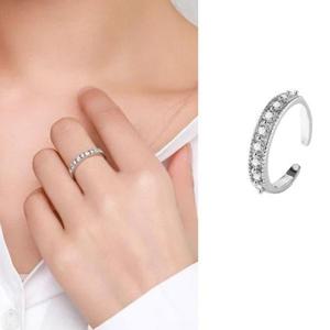 패션주얼리 심플 로얄 큐빅 링 오픈조절 커플 패션 주얼리 S925