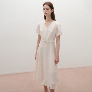 [SATIN] 튤립 소매 배색 원피스_2컬러 S262B601