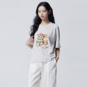 [베네통] 퍼피 프린팅 반팔 티셔츠_BATS05611IV