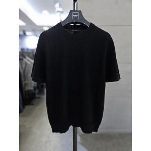 바쏘옴므 세이브존03 바쏘옴므 남자 블랙 와플 라운드 반팔 니트 WSAFA2WR08A