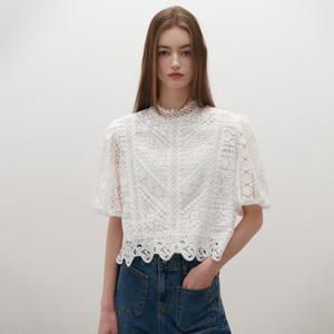 [SATIN] 플라워 코튼 레이스 블라우스_2컬러 O262T257