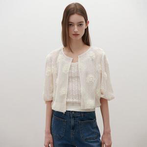 [SATIN] 플라워 입체 포인트 니트 자켓_2컬러 O262T106