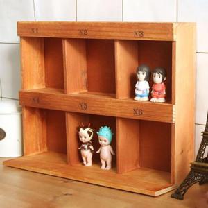 빈티지 원목 진열 6칸 인테리어 수납 선반 정리대
