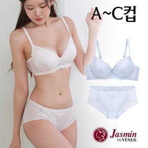 [자스민by비너스]A-C컵 레이스 헴 더블윙 노와이어 몰드브라팬티2종(JBA036)75A-90C