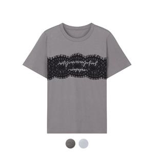 [꼼빠니아][꼼빠니아] 레이스 레터링 반팔 티셔츠_CADU5-WKS160