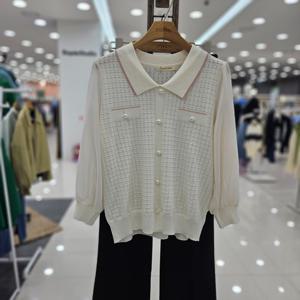 [스테파니]7부소매 배색 니트티셔츠/A26SW6201_JK