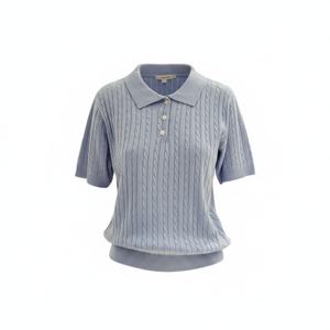 [에이비에프지]카라넥 꽈배기패턴 반팔 니트 ADA2HW35D