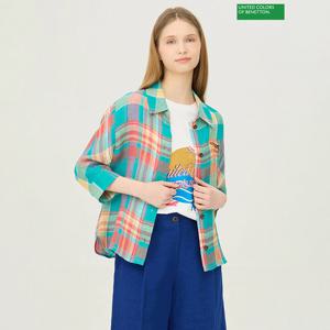 베네통 패턴 린넨 블라우스 BABL50531