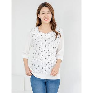 [모슬린]엄마옷 티셔츠 7부 브이넥 603FGH152 마담/중년여성/빅