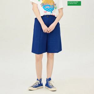 베네통 린넨 블렌드 원턱 하프 팬츠 BAPT59531