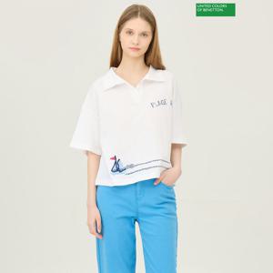 베네통 레터링 카라 반팔 티셔츠 BATSF7531