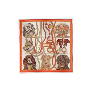 에르메스 주르 드 캐스팅 스카프 70 실크   블랑 오랑쥬 브랭 H984213S03