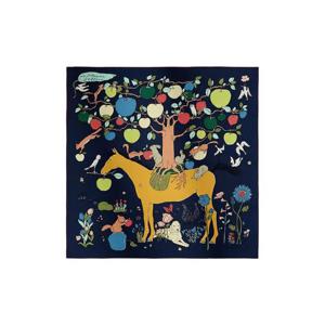 에르메스 르 포미에 셀리에 스카프 90 실크 트윌   블루 마린 모르도레 베르 H004307S10