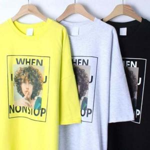 305O307S 파마걸 나염 오버 의류 반팔티 빅사이즈