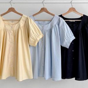 빅사이즈 라운드 블라우스 307P734S 셔링 에이