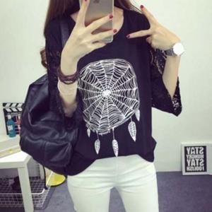 7부소매레이스 F2180 신축성짱 라운드티셔츠 여름까지