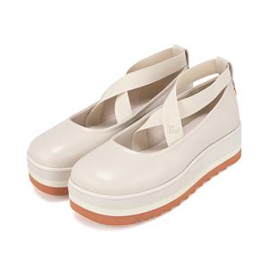 바바라 양가죽 트렌드 웻지굽 X자 밴드 여성플랫 4CM 2종 택1 BBJ192