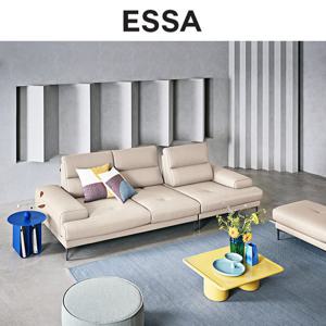 [에싸] 아르떼 3.5인 스윙기능 베티버 천연 면피 소가죽 소파+스툴