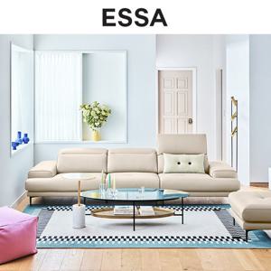 [에싸] 아르떼 4인 헤드기능 베티버 천연 면피 소가죽 소파+스툴