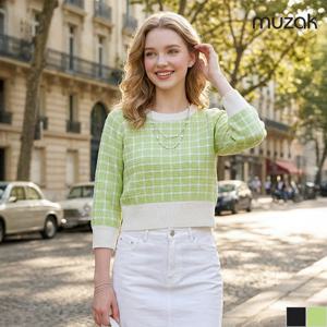 [무자크] 컬러믹스 7부소매 라운드 니트 (MN3WKT04)