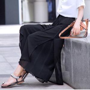 주름 쉬폰 와이드 치마바지