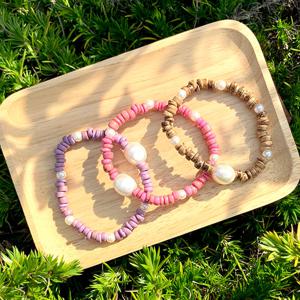 [폭스타일] [핸드메이드] 3종컬러 믹스 앤 펄 팔찌