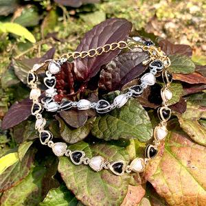 [폭스타일] [핸드메이드] 블랙 앤 화이트 하트 팔찌