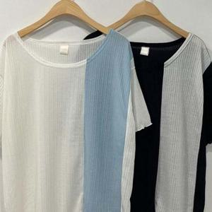 배색 빅사이즈 305P413S 루즈 의류 반팔티 프릴